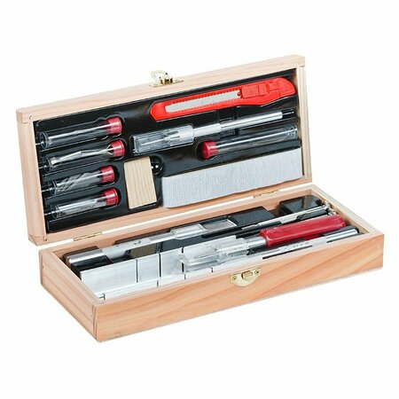 Excel Blades Deluxe Knife & Tool Set, Wood Working Set Bulk, Wooden Box, 6pk 44286